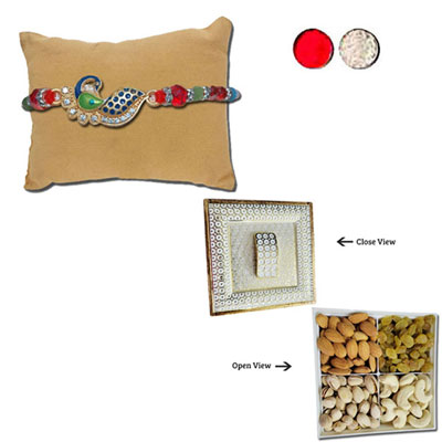 "RAKHIS -AD 4330 A- 010 (Single Rakhi),  Vivana Dry Fruit Box - Code DFB5000 - Click here to View more details about this Product